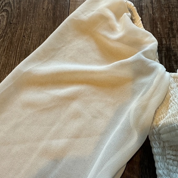 Wilfred Tempest Mini Dress Smocked Chiffon Long Sleeve White Size Small - Picture 3 of 5